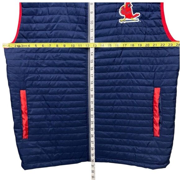 St. Louis Cardinals Baseball Blue Red Details Quilted Mens Vest - Picture 3 of 7